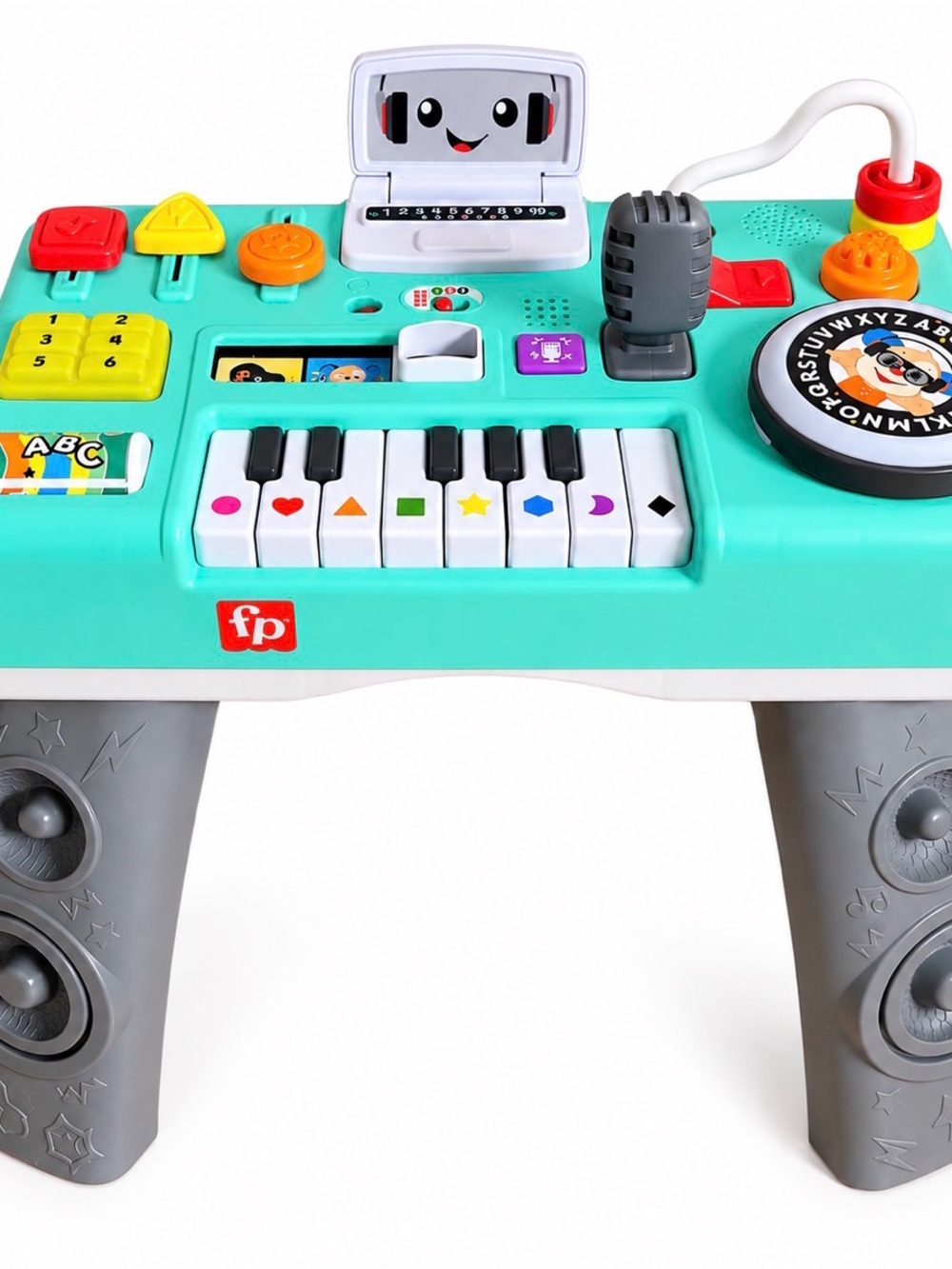 Fisher-Price Teal Interactive Musical Activity Keyboard with Microphone and Drum